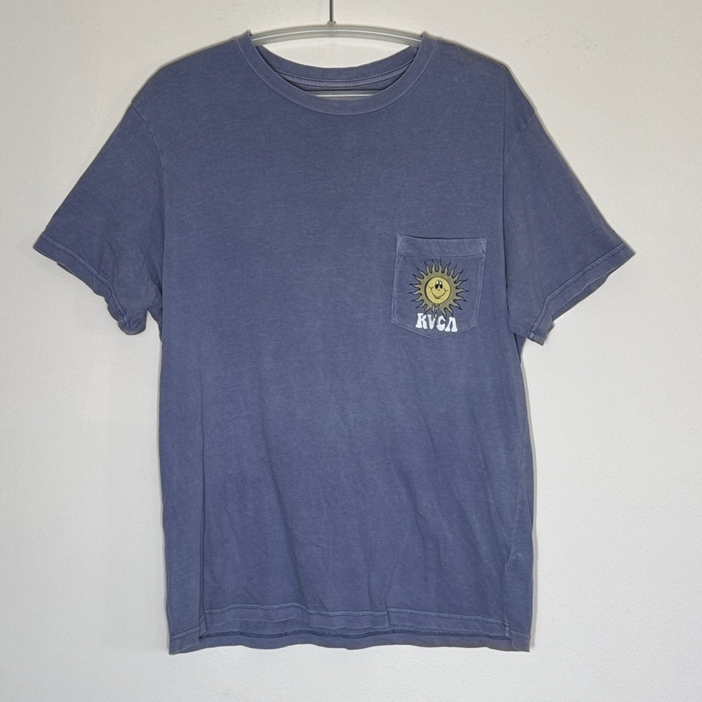 RVCA Hawaii Faded Blue Tee with Sun Graphic